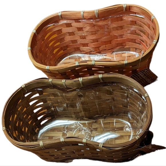 Burton & Burton Set of 2 Brown & Peach Colored Peanut Shaped Planter Baskets - Picture 3 of 10